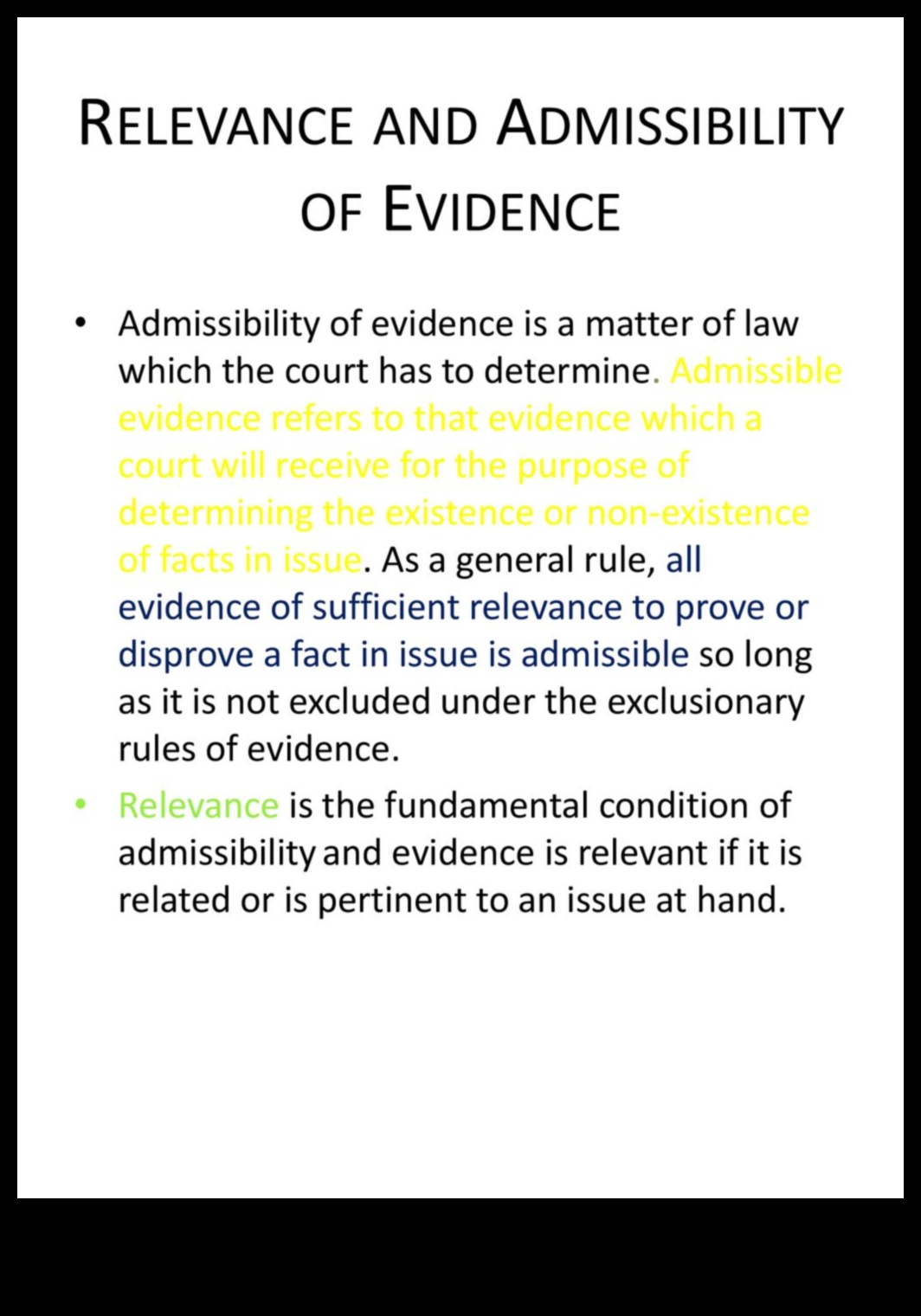 what is admissible evidence