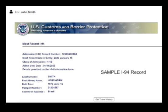 what is an i-94 admissions number